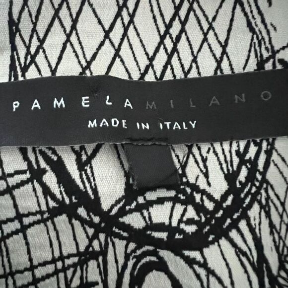 Pamela Milano Dress Women XS Geometric Beige Black Fit & Flare Made in Italy EUC - Picture 11 of 14